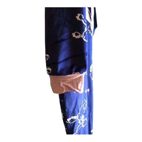 Hale Bob Pajamas NWT White Poodles Navy Pink Trim Wrist Ankles Hoodie Onesie Med - Picture 4 of 13